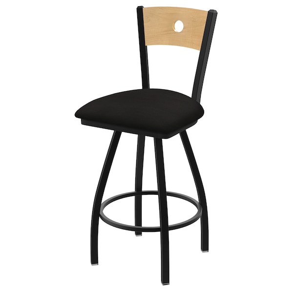 36" Swivel Counter Stool, Nickel Finish, Nat Back, Canter Espresso Seat